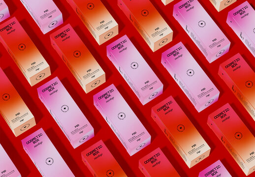 Set of 3D Tube Boxes Mockup 