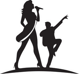 black and wight singing logo type silhouette design