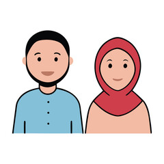 Muslim Couple with Greeting Gesture High Quality Cultural Illustrations for Creative Projects