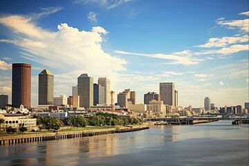 Fototapeta premium New Orleans Louisiana Downtown Skyline City Landscape. A Scenic View of City Scene and Scenery