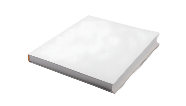 Blank White Book Cover Mockup with Transparent Background