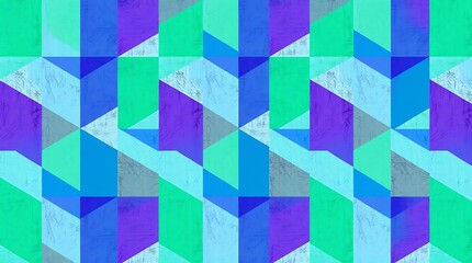 Geometric Teal and Purple Abstract Pattern 