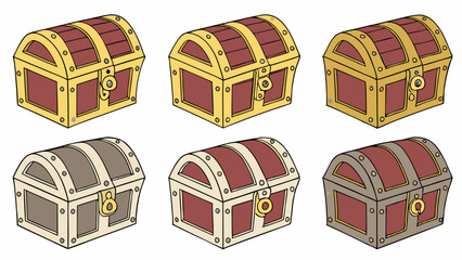 Treasure Chest Collection: Six Variations of Cartoon Style Chests 