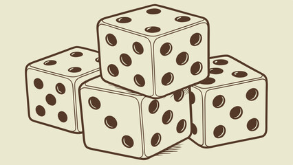 Stack of Dice:  A graphic illustration of four dice stacked together.  Perfect for game design,  casino themes, or projects needing a touch of luck and chance. 