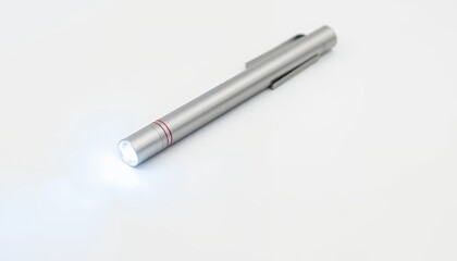 Sleek Silver Pen-Light: Minimalist Design, Bright Illumination