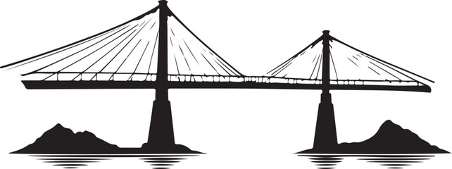 black and white bridge logo type silhouette design