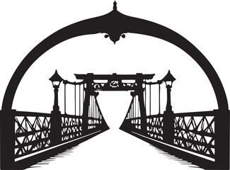 black and white bridge logo type silhouette design