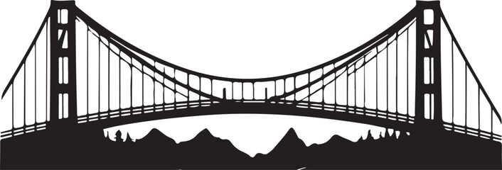 black and white bridge logo type silhouette design