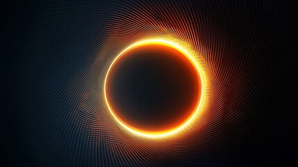 Abstract Orange Glow Circular Design Within Dark Lines