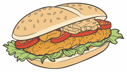 Crispy Chicken Sandwich Illustration 