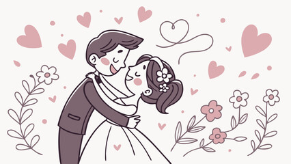 Romantic Wedding Couple Embrace