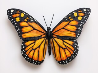 Obraz premium Realistic Artwork of Monarch Butterfly Displayed on White Background