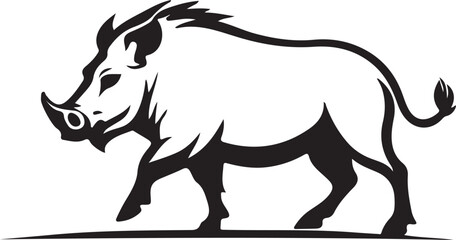 black and wight Wild boar logo type silhouette design