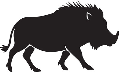 black and wight Wild boar logo type silhouette design