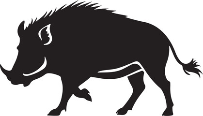 black and wight Wild boar logo type silhouette design