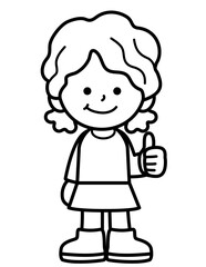 kid smile and enjoy activities in black and white line
