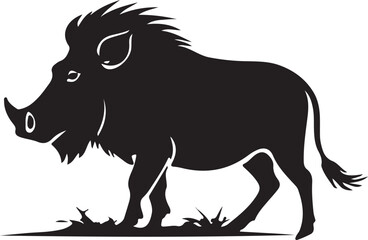 black and wight Wild boar logo type silhouette design