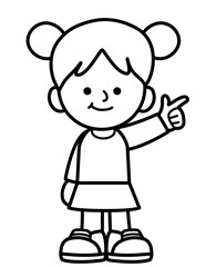 kid smile and enjoy activities in black and white line