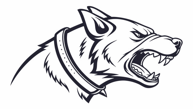 Ferocious Canine: A fierce and aggressive dog head illustration, rendered in monochrome with sharp lines and a powerful expression, evokes strength, loyalty, and the untamed spirit of nature.
