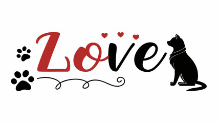 Love for Cats:  A simple graphic design with the word 