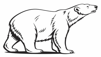 Majestic Polar Bear: A powerful and majestic polar bear stands tall, showcasing its strength and grace in a striking monochrome illustration.  