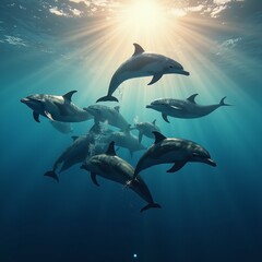 Fototapeta premium dolphins in the sea