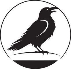 black and wight crow logo type silhouette design