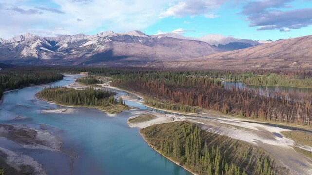 Athabasca or La biche river jasper canada north america
