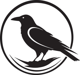 black and wight crow logo type silhouette design