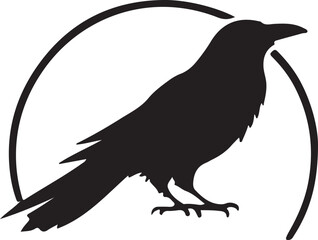 black and wight crow logo type silhouette design