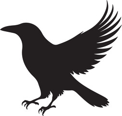 black and wight crow logo type silhouette design