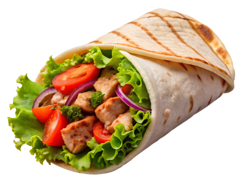Delicious tortilla isolated on transparent background. Halifax Donair concept.