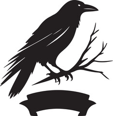 black and wight crow logo type silhouette design