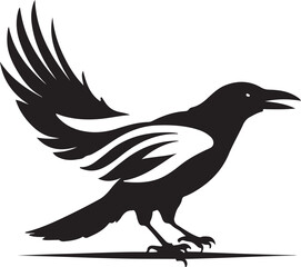 black and wight crow logo type silhouette design