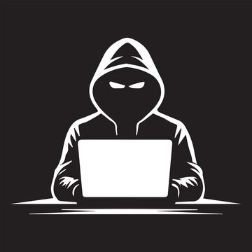 black and wight hacker logo type silhouette design