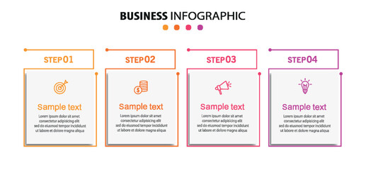 Business infographic design template with 4 options, steps or processes