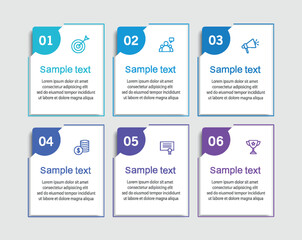 Business vector infographic design template with icons and 6 options or steps