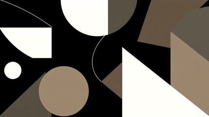 Abstract Geometric Shapes: A captivating interplay of geometric shapes in brown, white, and black. The abstract pattern offers a visually stimulating backdrop for contemporary design and branding.  