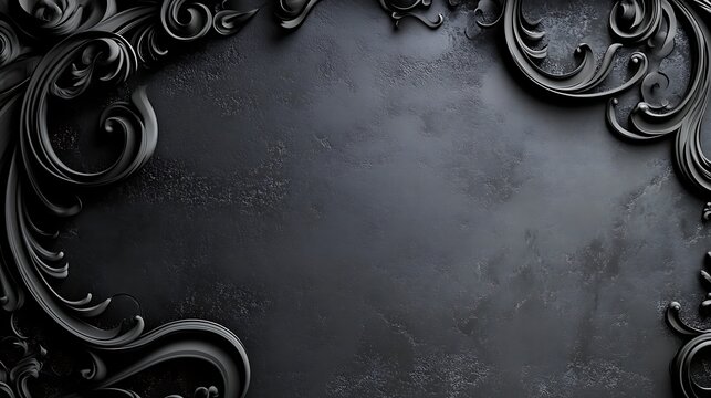Dark Background Framed by Elegant Black Ornate Accents