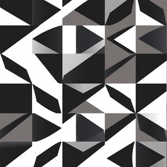 Geometric Abstract Pattern:  Abstract geometric shapes in black, white, and gray form a dynamic, repeating pattern, creating a sense of movement and depth.  