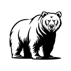 Standing Grizzly Bear Silhouette Vector - Bold Wildlife Illustration
