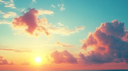 Serene Sunset Sky Over Calm Ocean Waters