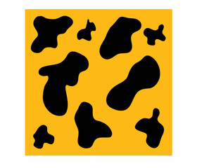 Black organic shapes on yellow background.