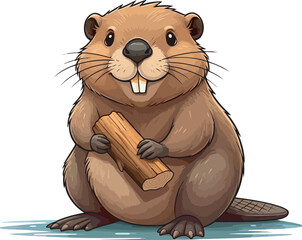 Cute Cartoon Beaver vector and illustration white color Background © Hazerabegum