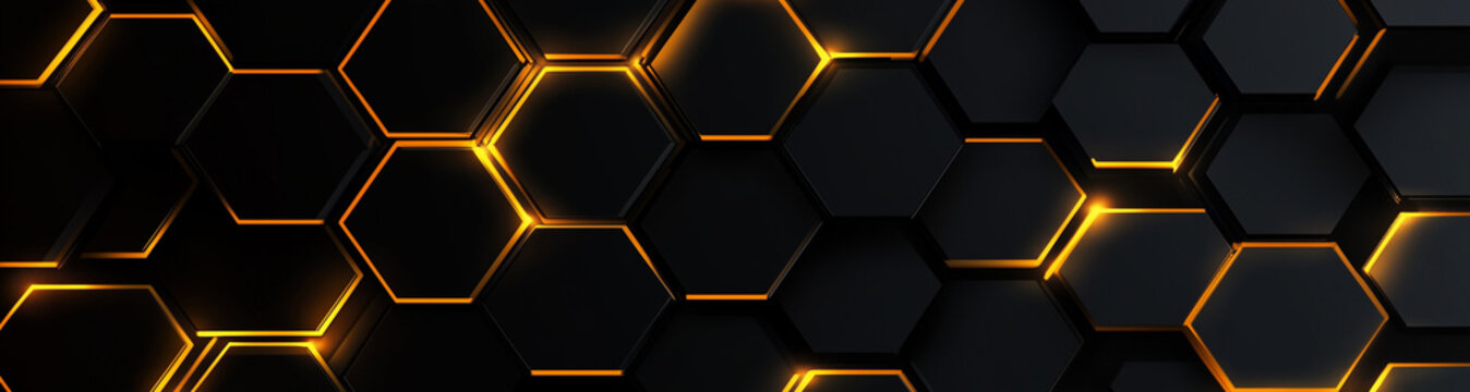 Dark background, dark black and gold wallpaper with a hexagonal pattern
