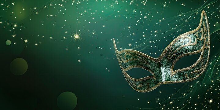 Elegant green masquerade mask banner