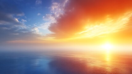 Vibrant Sunset Over Calm Ocean Water Reflecting Colors