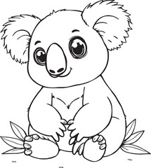 Adorable Black and White Koala Coloring Pages
