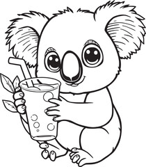 Adorable Black and White Koala Coloring Pages