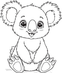 Adorable Black and White Koala Coloring Pages